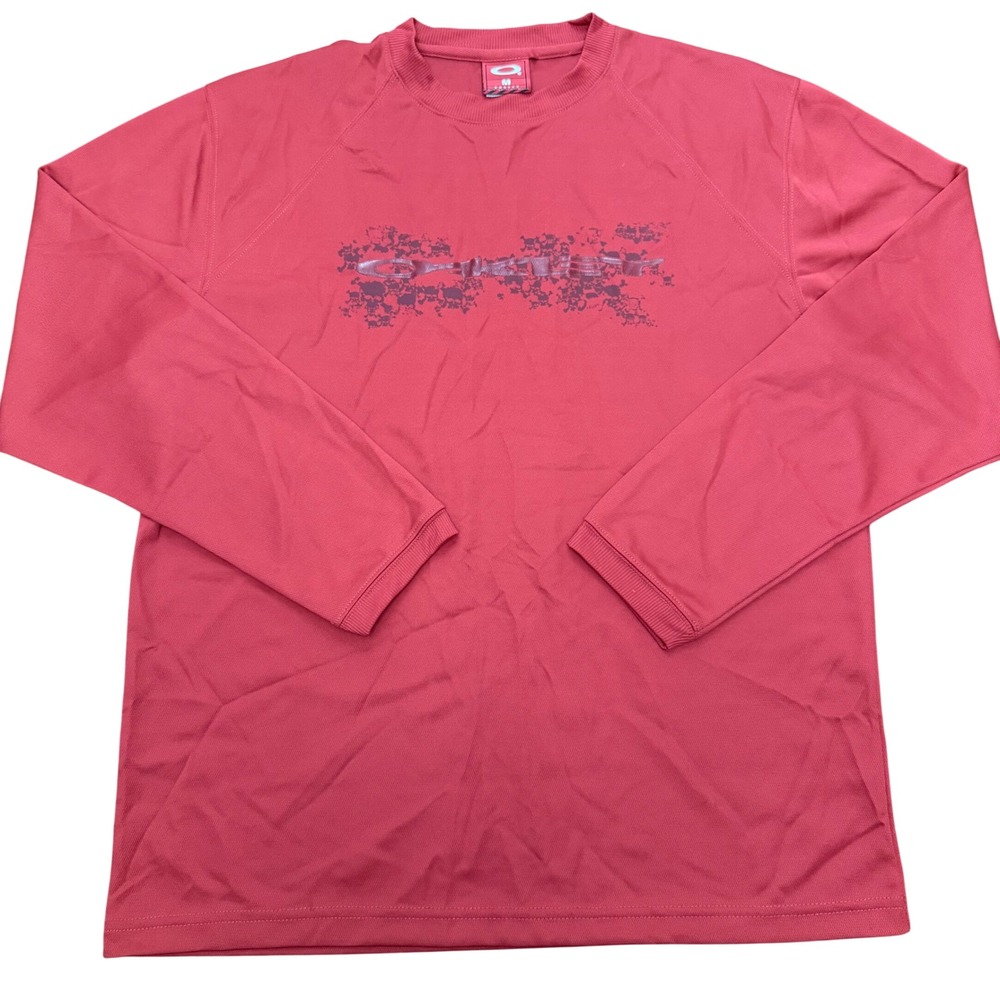 Oakley Long Sleeve Shirt Mens Medium Red Vintage Y2K Graphic Performance Tee